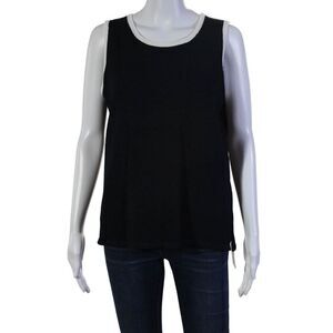 Sportsworks Studio Womens Scoop Neck Knit Tank Top Navy Blue White Size Large